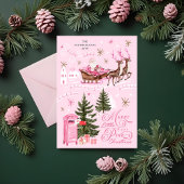 ピンククリスマスサンタトインデアノースポールビレッジ シーズンカード