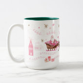 ピンククリスマスサンタトインデアノースポールビレッジ ツートーンマグカップ (左)