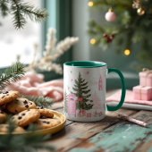 ピンククリスマスサンタトインデアノースポールビレッジ ツートーンマグカップ