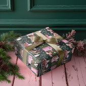 ピンククリスマスサンタトインデアノースポールビレッジ ラッピングペーパーシート