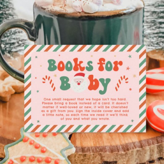 ピンククリスマスサンタベビーベビーシャワー予約リクエスト エンクロージャーカード