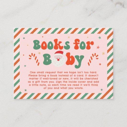 ピンククリスマスサンタベビーベビーシャワー予約リクエスト エンクロージャーカード (正面)