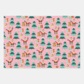 ピンククリスマスサンタ – ヴィンテージ ラッピングペーパーシート (正面2)