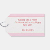 ピンククリスマスジンルベルギフトパーソナライズされたラベル ギフトタグ (裏面横)