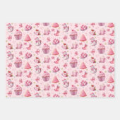 ピンククリスマススイートカワイイおもしろい ラッピングペーパーシート (正面3)