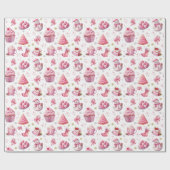 ピンククリスマススイートカワイイおもしろい ラッピングペーパー (フラット)