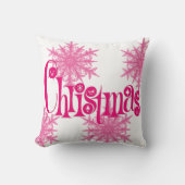 ピンククリスマススノーフレークホームデコール装飾用クッション クッション (正面)