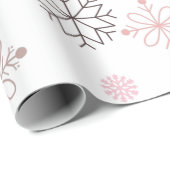 ピンククリスマススノーフレークラップ紙 ラッピングペーパー (ロールコーナー)