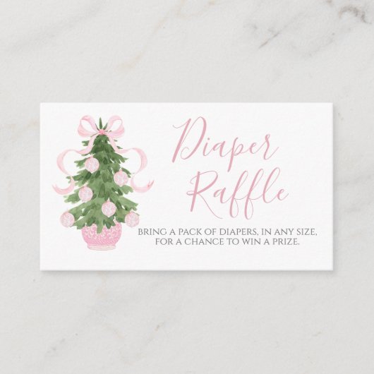 ピンククリスマスツリーおむつラッフルカード エンクロージャーカード (正面)