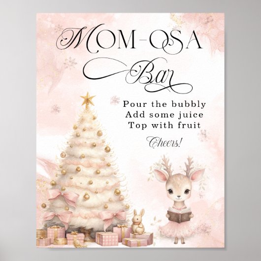 ピンククリスマスツリーとベビーディアモマオサバー ポスター (正面)