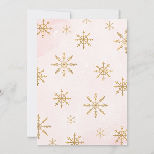 ピンククリスマスツリーウィンターオネダーランド誕生日 招待状 (裏面)