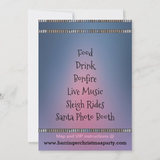 ピンククリスマスツリーエレガントおもしろいシックパーティー 招待状 (裏面)