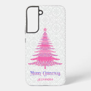 ピンククリスマスツリーカスタム名エレガントモダン SAMSUNG GALAXY S22+ケース
