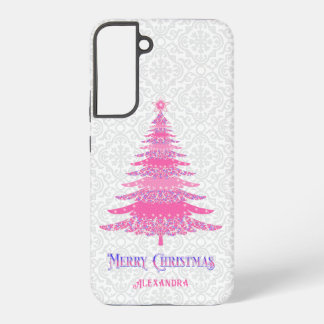 ピンククリスマスツリーカスタム名エレガントモダン SAMSUNG GALAXY S22+ケース