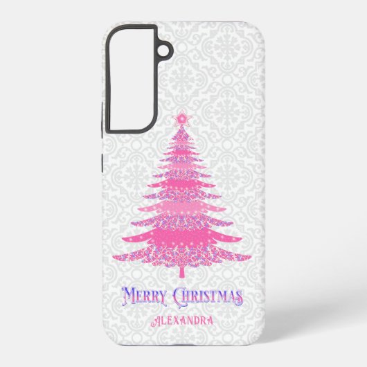 ピンククリスマスツリーカスタム名エレガントモダン SAMSUNG GALAXYケース (裏面)