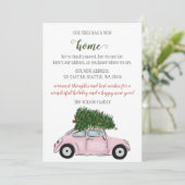 ピンククリスマスツリーカー引っ越しましたホリデーカード (スタンド正面)