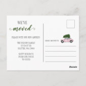 ピンククリスマスツリーカー引っ越しましたホリデームービング ポストカード (裏面)