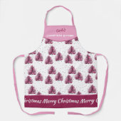 ピンククリスマスツリーガーリーオールオーバープリントエプロン エプロン (正面)
