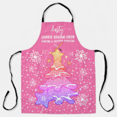 ピンククリスマスツリークッキーベーキングクルー雪片 エプロン (正面)