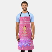 ピンククリスマスツリークッキーベーキングクルー雪片 エプロン (着用した状態)