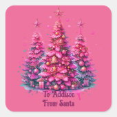 ピンククリスマスツリートレンディー名門私立校風の美学 スクエアシール (正面)