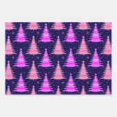 ピンククリスマスツリーパターンデザイン ラッピングペーパーシート (正面)