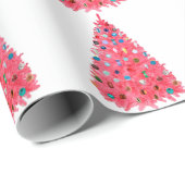 ピンククリスマスツリーホワイトラッピング紙 ラッピングペーパー (ロールコーナー)