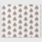 ピンククリスマスツリーラッピング紙 ラッピングペーパー (フラット)