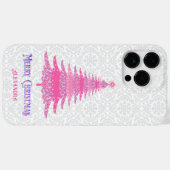 ピンククリスマスツリー名前をカスタムするスパークル Case-Mate iPhoneケース (裏面 (横))