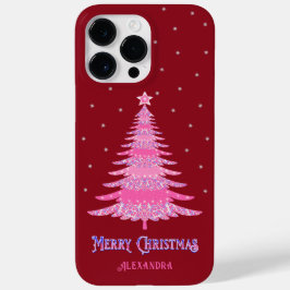 ピンククリスマスツリー名前をカスタムするレッド Case-Mate iPhone 14 PRO MAXケース