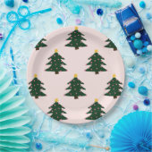 ピンククリスマスツリー紙プレート ペーパープレート (パーティー)