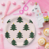 ピンククリスマスツリー紙プレート ペーパープレート (パーティー)