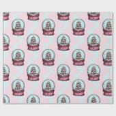 ピンククリスマスツリー雪グローブラップ紙 ラッピングペーパー (フラット)