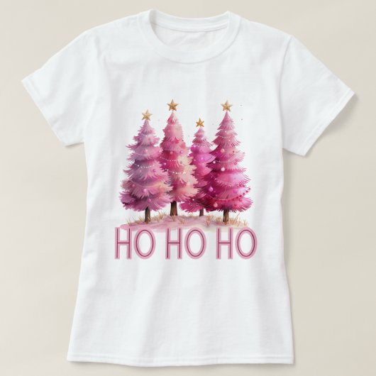 ピンククリスマスツリーHOHOHO Tシャツ (デザイン正面)