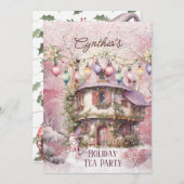 ピンククリスマスティーパーティー 招待状 (正面/裏面)