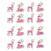 ピンククリスマストナカイデカールステッカークリスマスサンタ シール (正面)