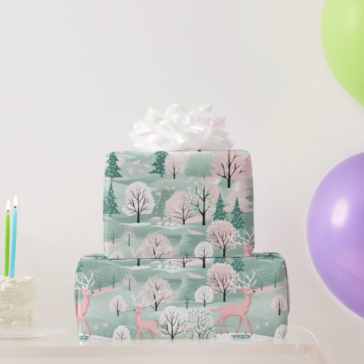 ピンククリスマストナディアホリデーラッピング紙 ラッピングペーパー (パーティーギフト)