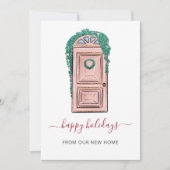 ピンククリスマスドアウェーブホリデーカード (正面)