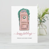 ピンククリスマスドアウェーブホリデーカード (スタンド正面)