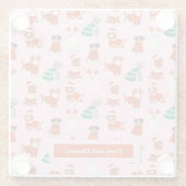 ピンククリスマスドッグズパーソナライズされたホリデー ガラスコースター (裏面)