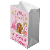 ピンククリスマスナッツクラッカーアンドジンガーブレッドハウス ミディアムペーパーバッグ (正面アングル)