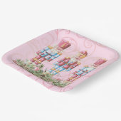 ピンククリスマスナツクラッカートリオ紙プレート ペーパープレート (傾斜あり)