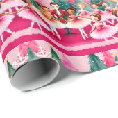 ピンククリスマスナツクラッカーバレリーナ子供の誕生日 ラッピングペーパー (ロールコーナー)