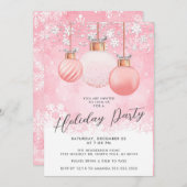 ピンククリスマスパーティの招待状 招待状 (正面/裏面)