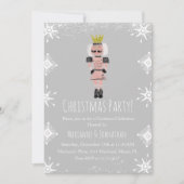 ピンククリスマスパーティーくるみ割り雪 招待状 (正面)