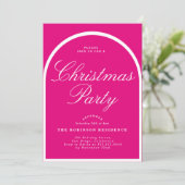 ピンククリスマスパーティーモダンアーチ招待状 シーズンカード (スタンド正面)