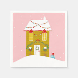 ピンククリスマスパーティー子供の誕生日ホリデー スタンダードカクテルナプキン