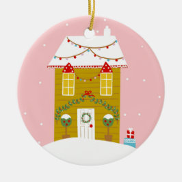 ピンククリスマスパーティー子供の誕生日ホリデー セラミックオーナメント