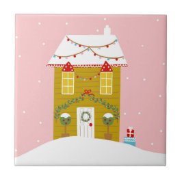 ピンククリスマスパーティー子供の誕生日ホリデー タイル