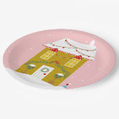 ピンククリスマスパーティー子供の誕生日ホリデー ペーパープレート (アングル)